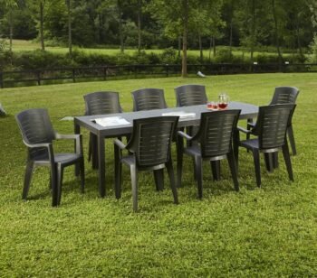 Dmora Rattan d'extérieur Susa, rectangulaire manger, table de jardin extensible