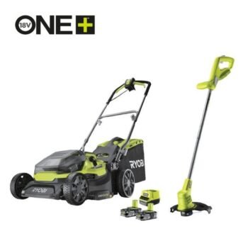 Pack tondeuse+coupe bordure RYOBI One+, 2x18V, l.37cm, 2 batteries 5Ah